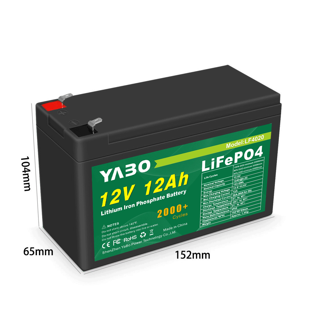 12V 12Ah Lithium  Iron Phosphate Disaster-resistant LiFePO4 Batteries